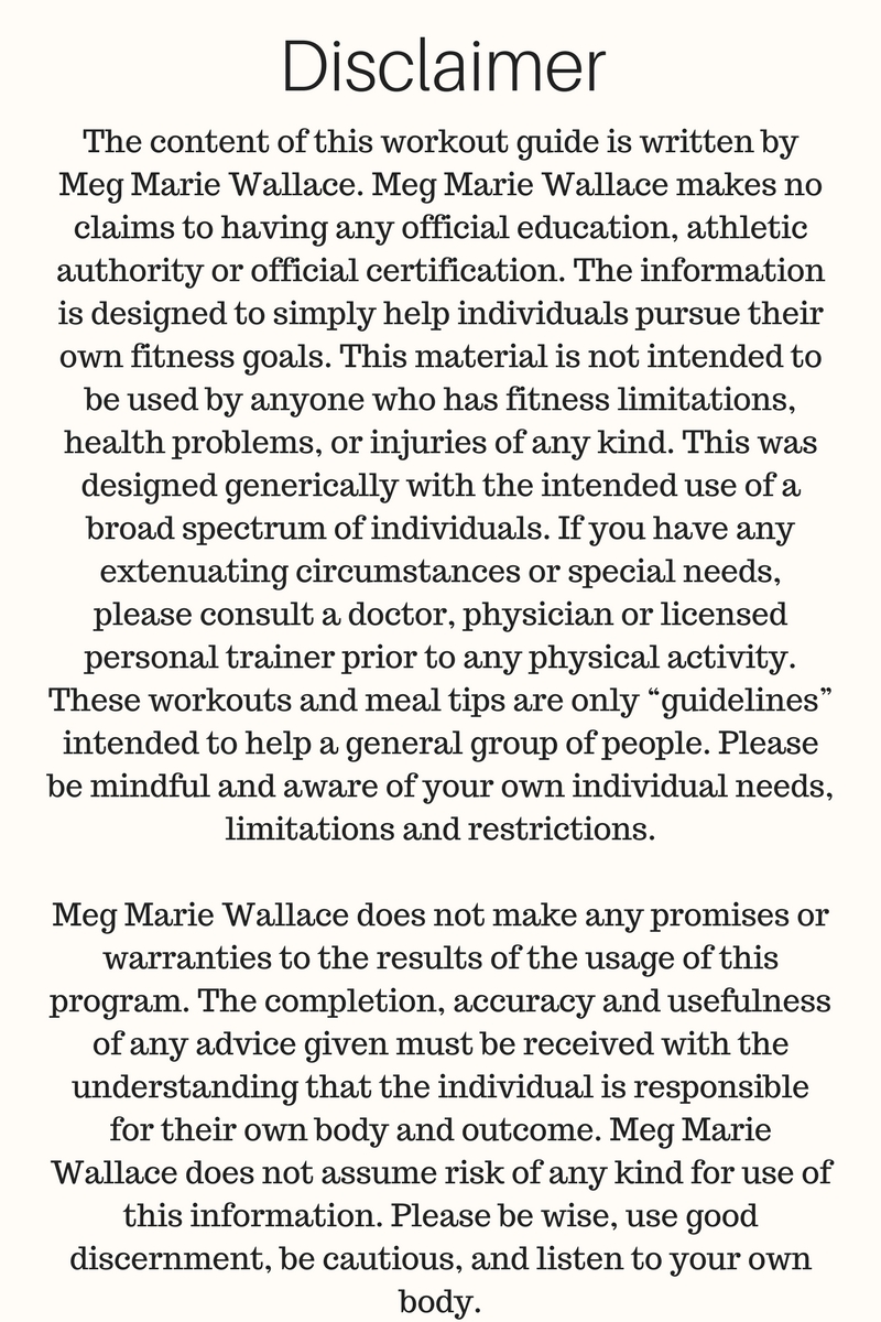 meg marie fitness body guide | disclaimer 2017