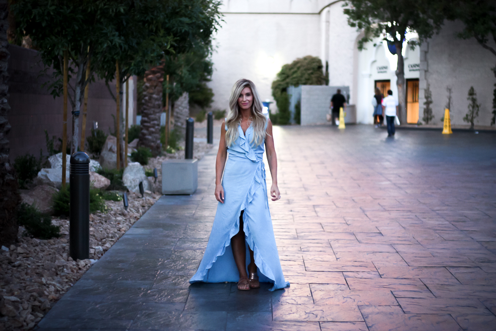 vegas | blue denim ruffle dress