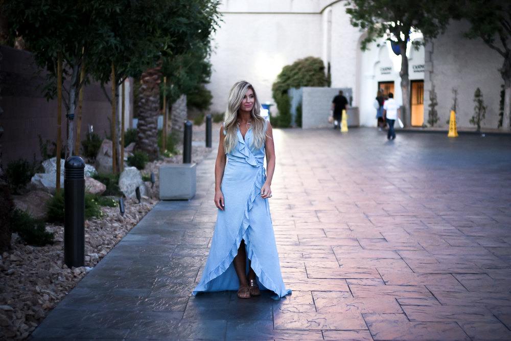 Vegas | Excalibur | blue ruffle dress | meg marie wallace