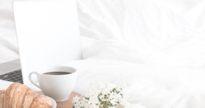 bedroom coffee with laptop | Meg Marie Wallace